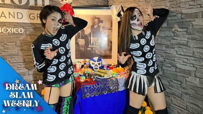 Tae Honma (Left) and Hikari Shimizu (Right) celebrate Día de Muertos with CMLL