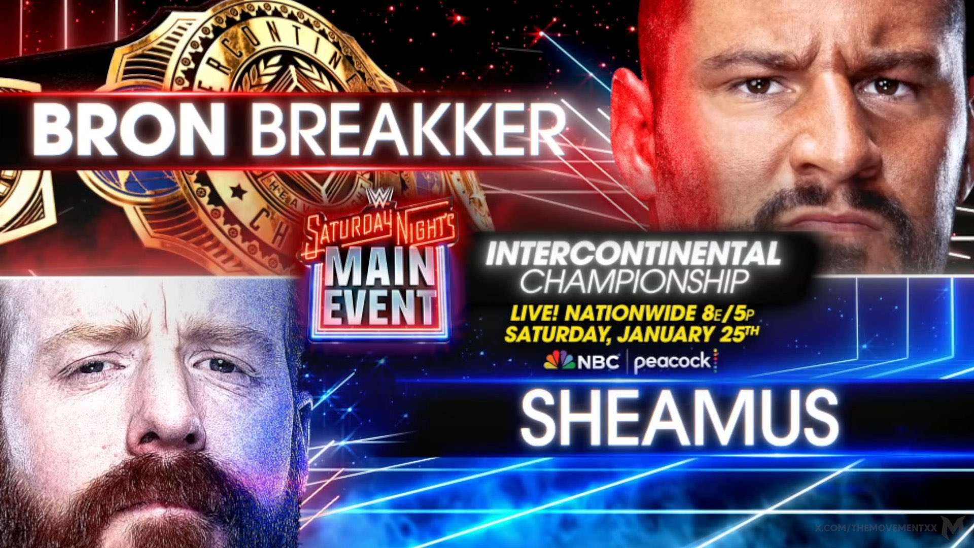 Bron Breakker defending Intercontinental Championship against Sheamus