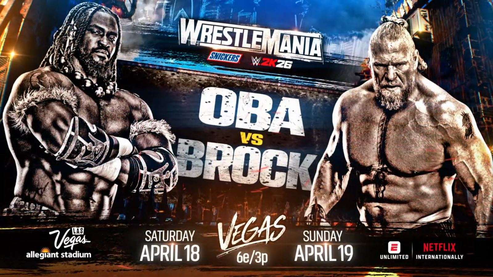 Oba Femi vs. Brock Lesnar announced for WWE Wrestlemania 42