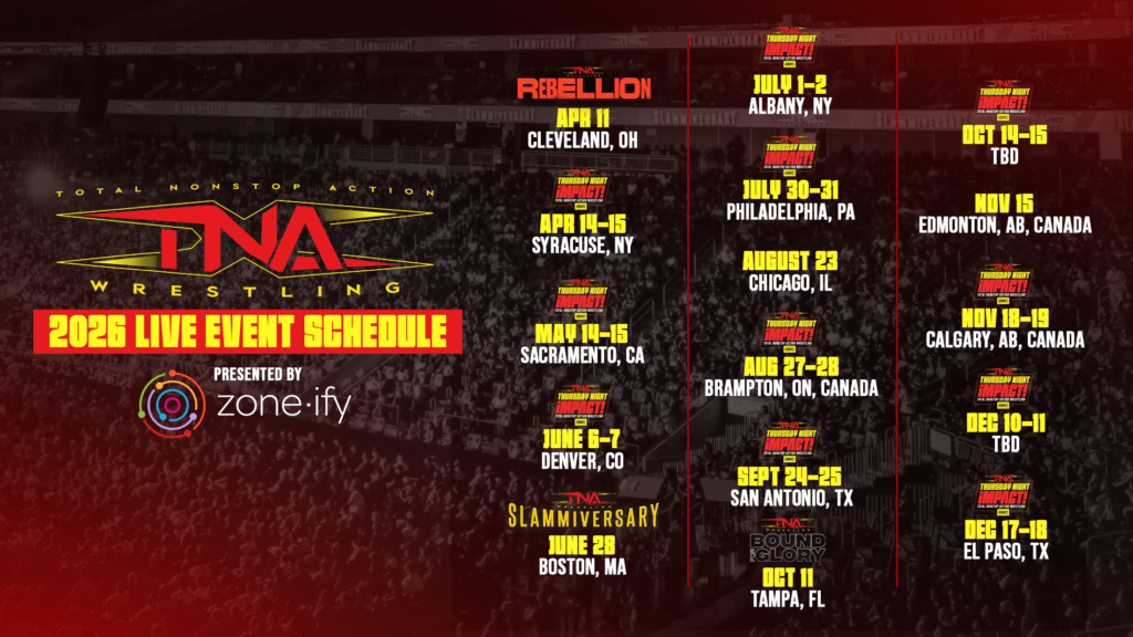 TNA announces remainder of 2026 schedule: Tampa to host Bound for Glory, Boston gets Slammiversary